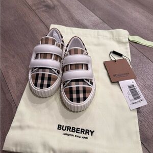 Burberry Kids Checkered Sneakers - White and Brown